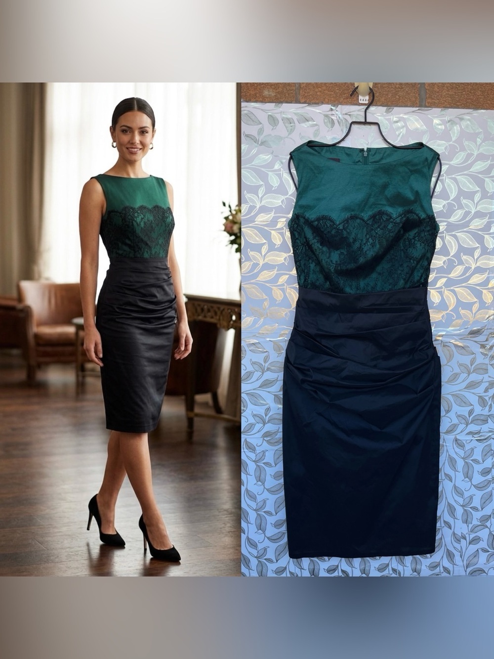 Talbot Runhof Silk Blend Lace Wiggle Dress 8 38 Munich Germany Cocktail